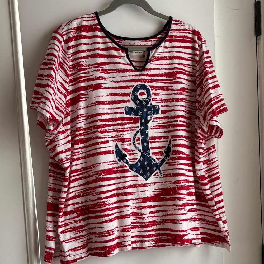 Alfred Dunner Nautical Red and White Tee
